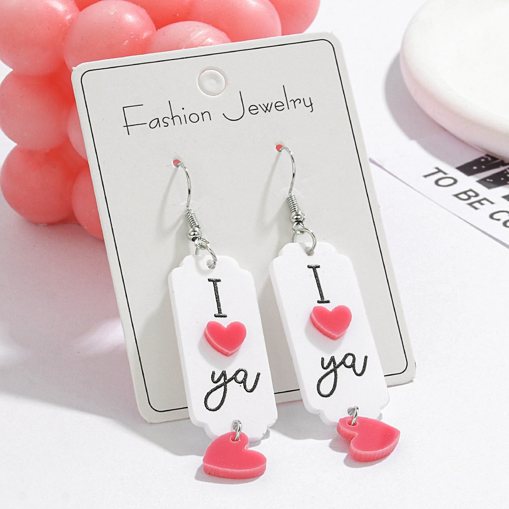 Wholesale new Valentine's Day earrings series English letters acrylic I love you love earrings