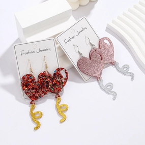 Wholesale New Valentine's Day Earrings Sweet Romantic Shiny Pink Balloon Love Queen Acrylic Earrings