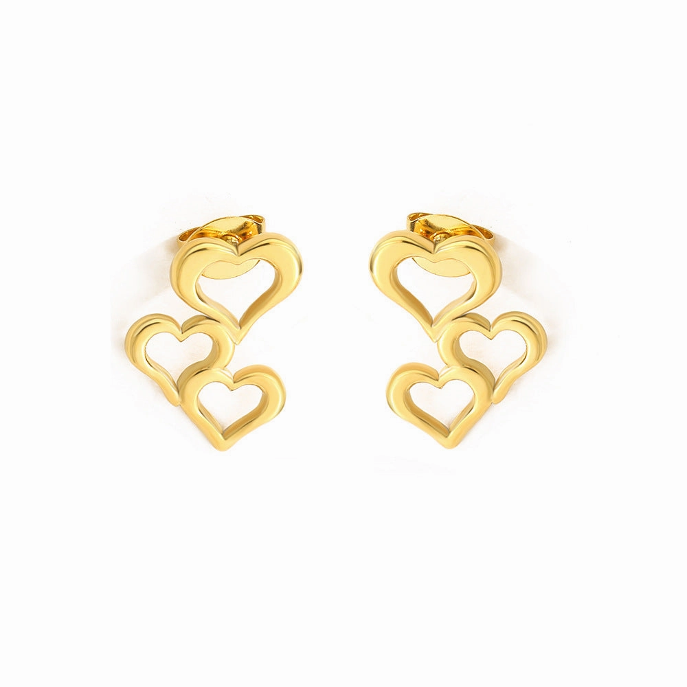 Wholesale New Valentine's Day Simple Fashion Love Stitching Hollow Earrings