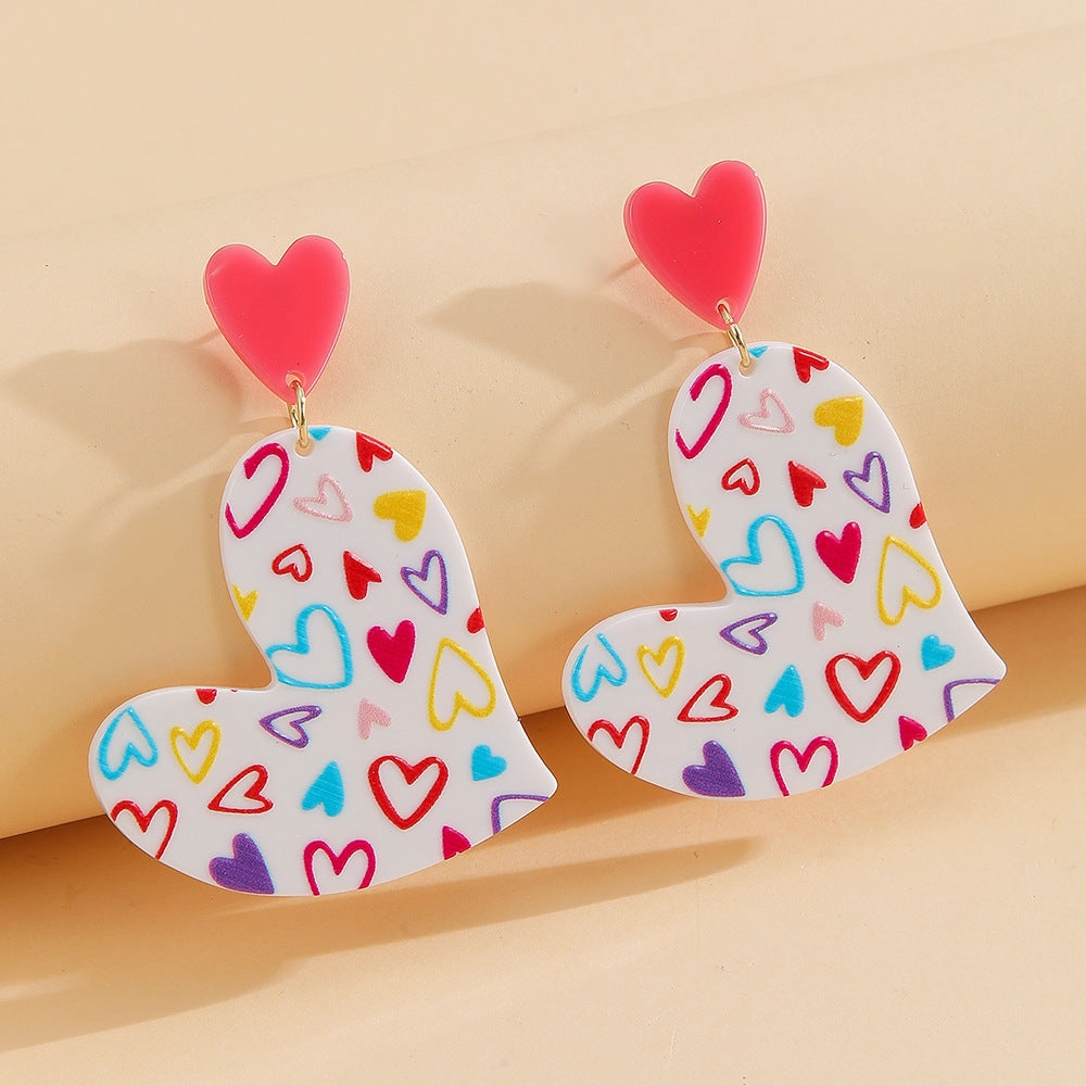 Wholesale New Valentine's Day women's irregular heart-shaped red pink earrings
