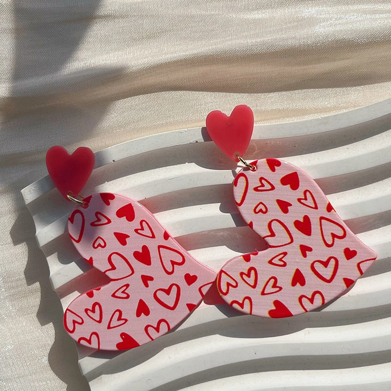 Wholesale New Valentine's Day women's irregular heart-shaped red pink earrings