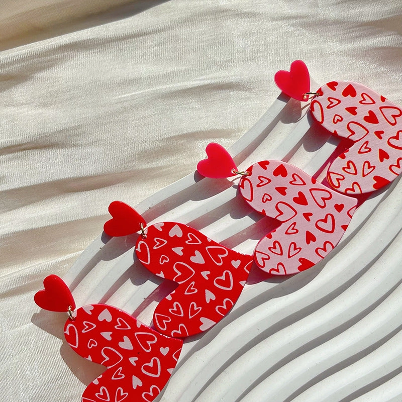 Wholesale New Valentine's Day women's irregular heart-shaped red pink earrings