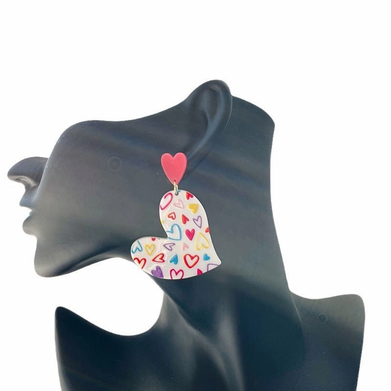 Wholesale New Valentine's Day women's irregular heart-shaped red pink earrings