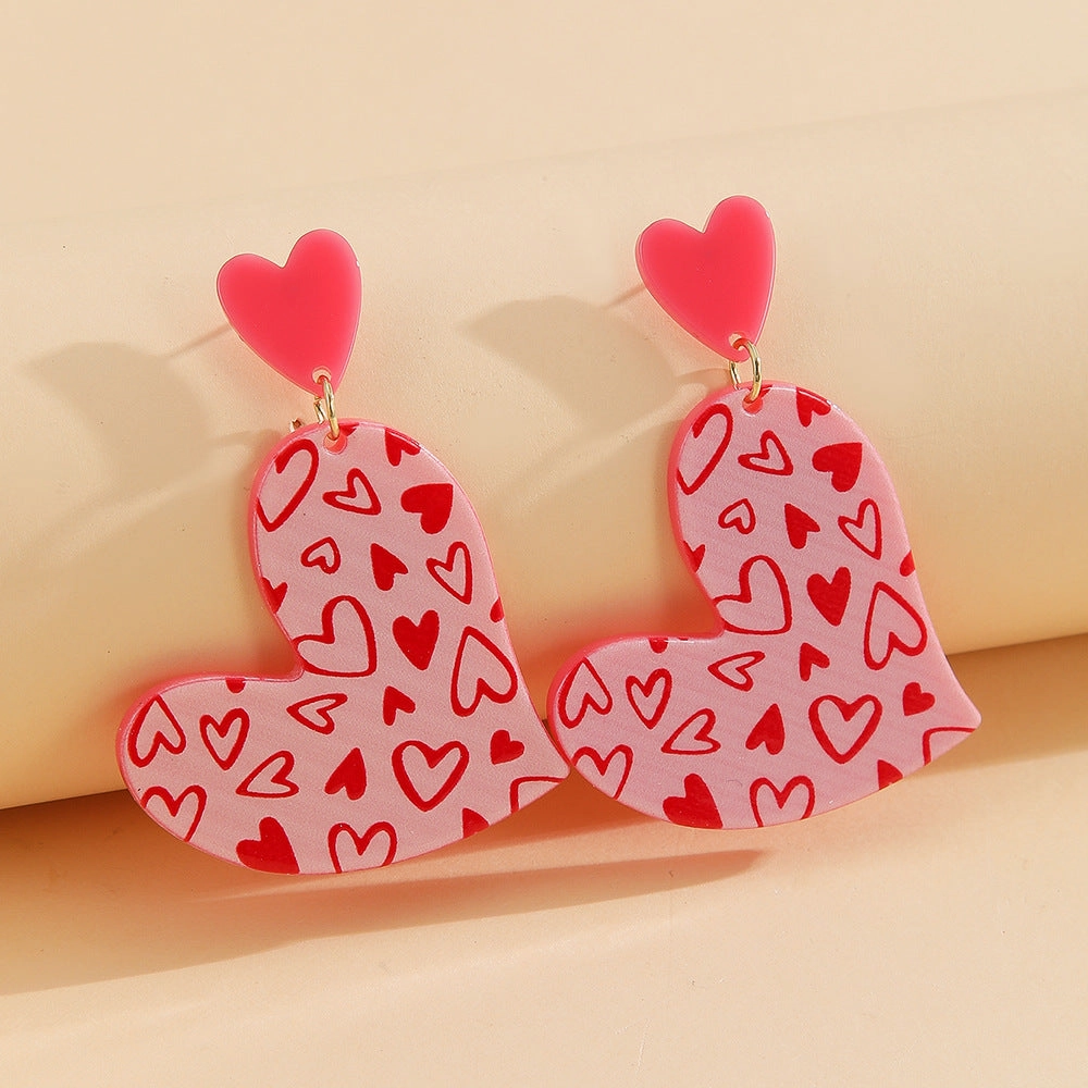 Wholesale New Valentine's Day women's irregular heart-shaped red pink earrings