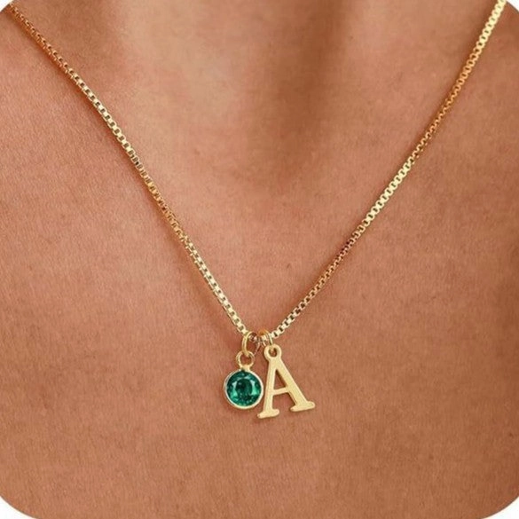 Wholesale New Women's Initial Birthstone Necklace 14K Gold-plated Letter Simple All-match Clavicle Chain