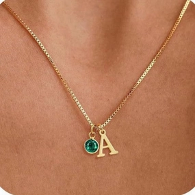 Wholesale New Women's Initial Birthstone Necklace 14K Gold-plated Letter Simple All-match Clavicle Chain