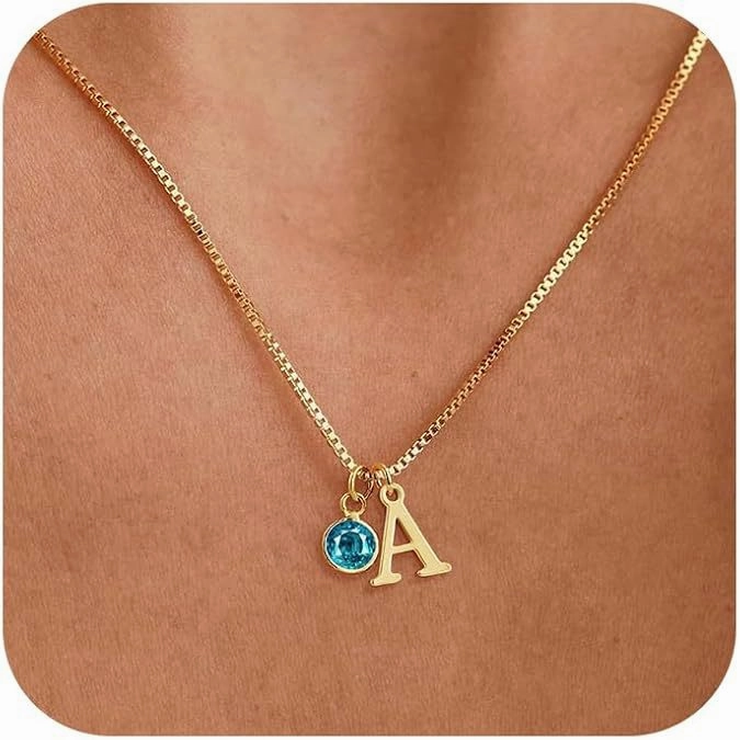 Wholesale New Women's Initial Birthstone Necklace 14K Gold-plated Letter Simple All-match Clavicle Chain