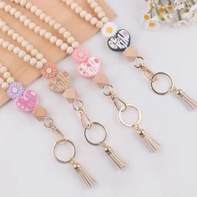 Wholesale New Wooden Bead Necklace Keychain