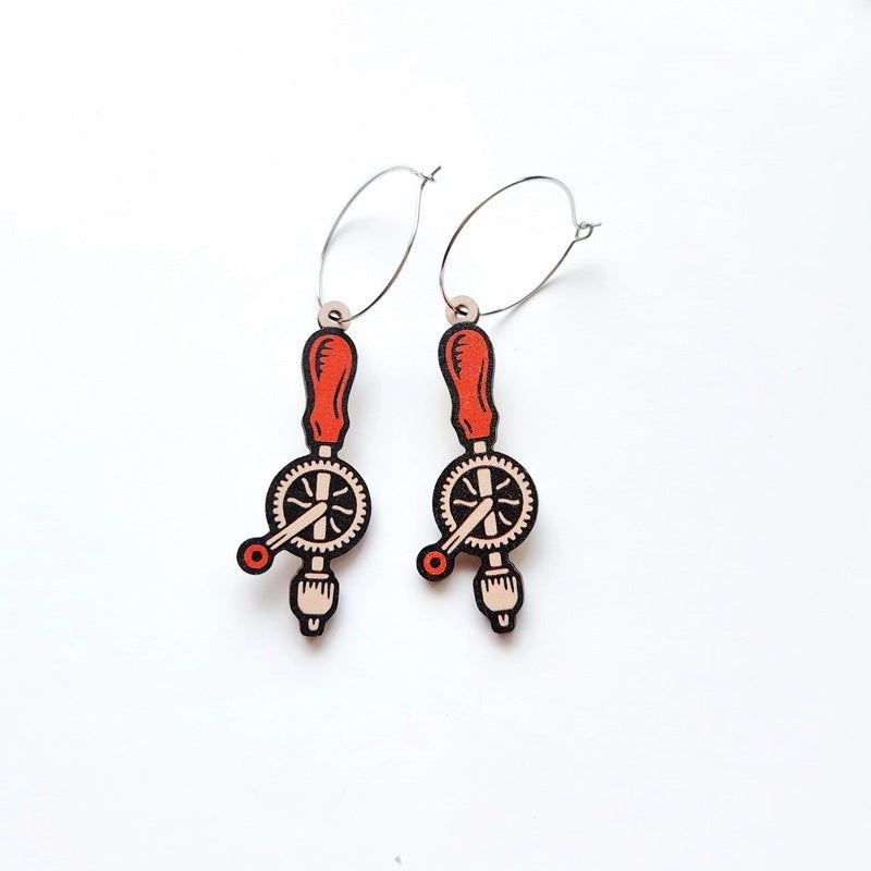 Wholesale New Wooden Hardware Tools Earrings