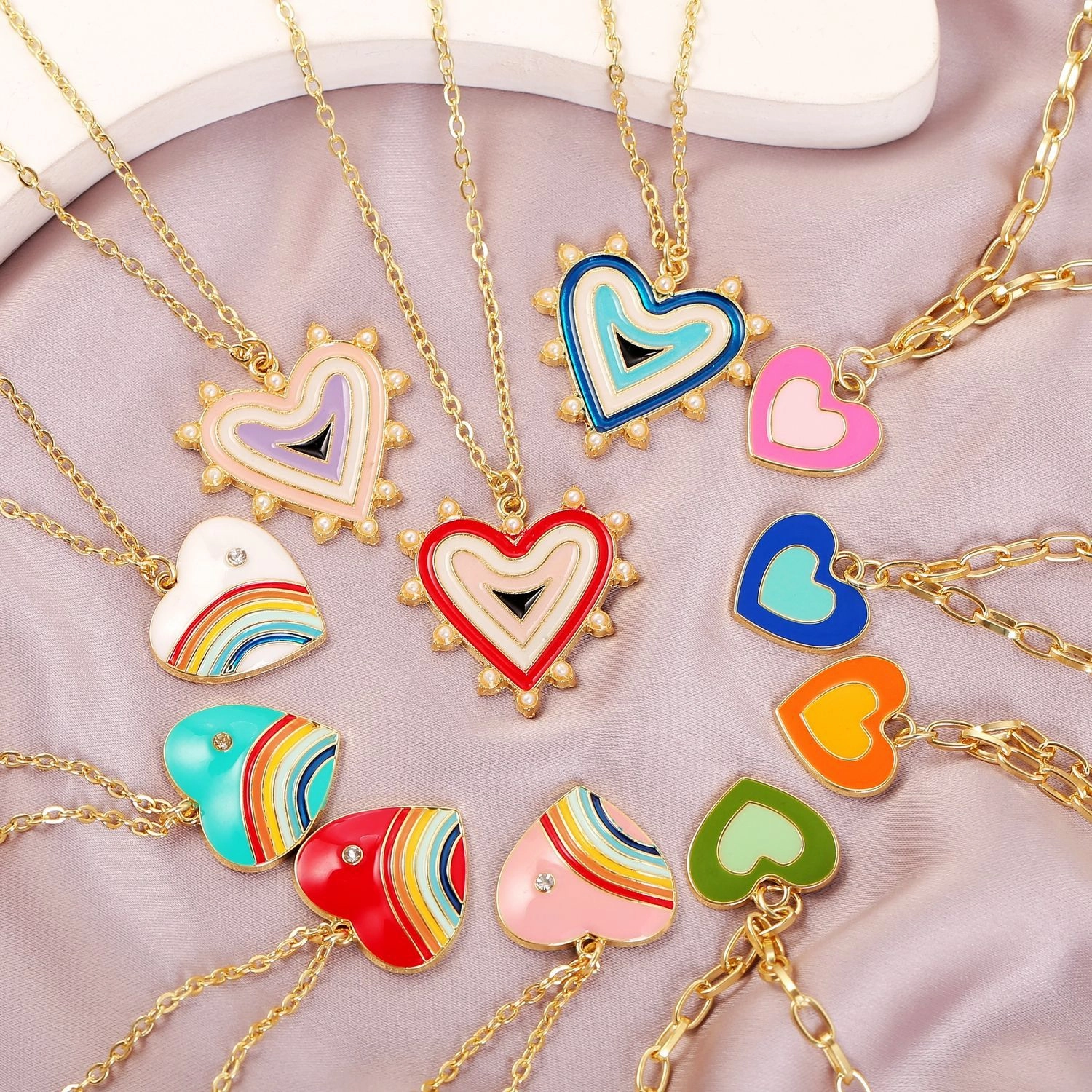 Wholesale Niche Design Alloy Love Rainbow Necklace