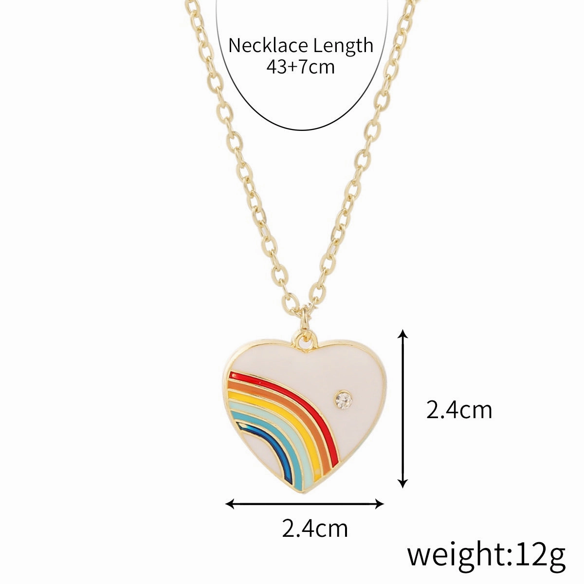 Wholesale Niche Design Alloy Love Rainbow Necklace
