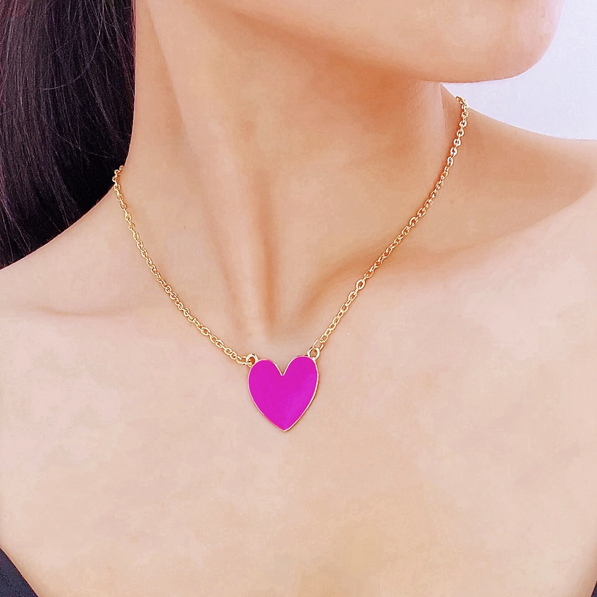 Wholesale Niche Design Alloy Love Rainbow Necklace