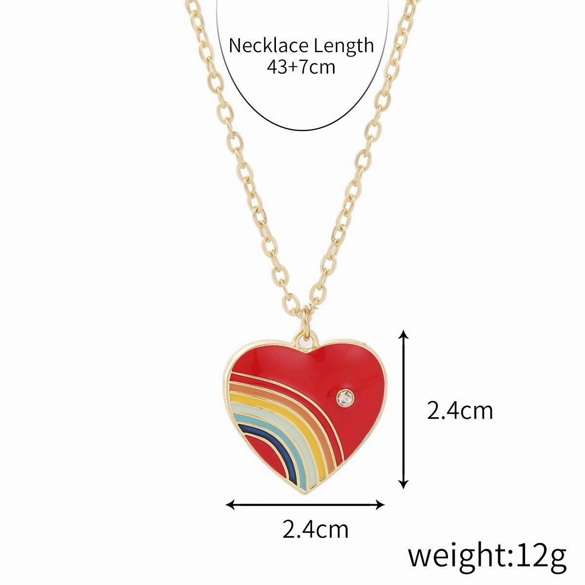 Wholesale Niche Design Alloy Love Rainbow Necklace