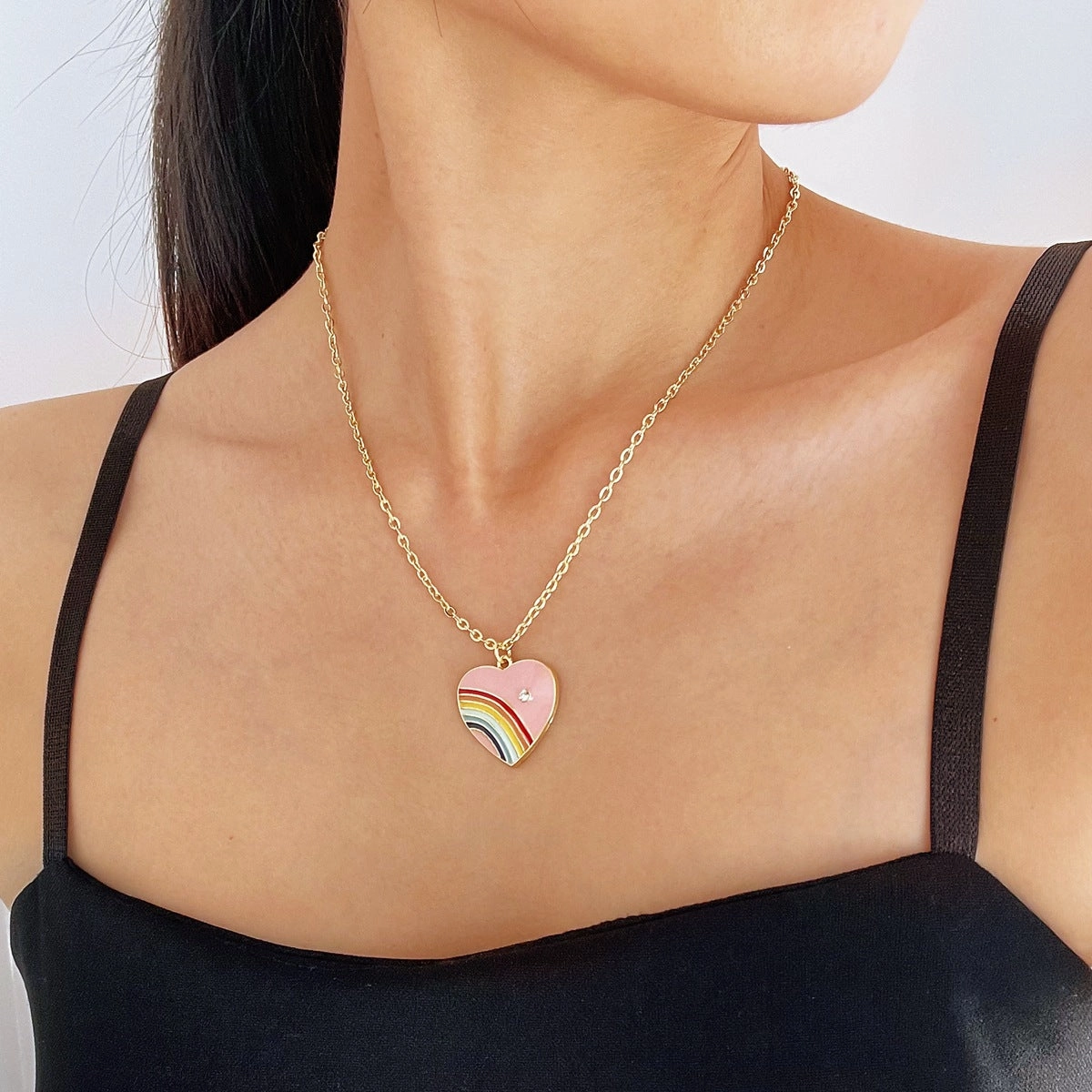 Wholesale Niche Design Alloy Love Rainbow Necklace