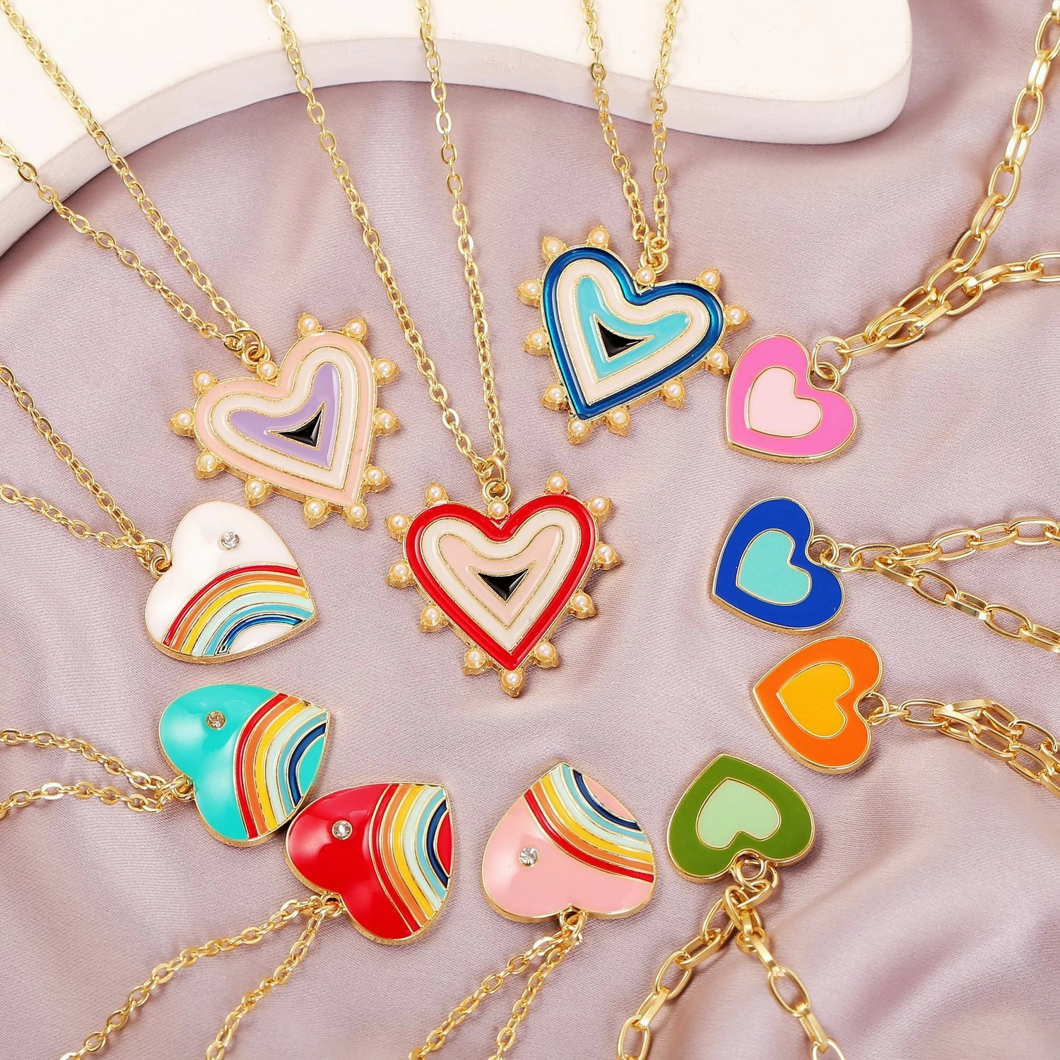 Wholesale Niche Design Alloy Love Rainbow Necklace