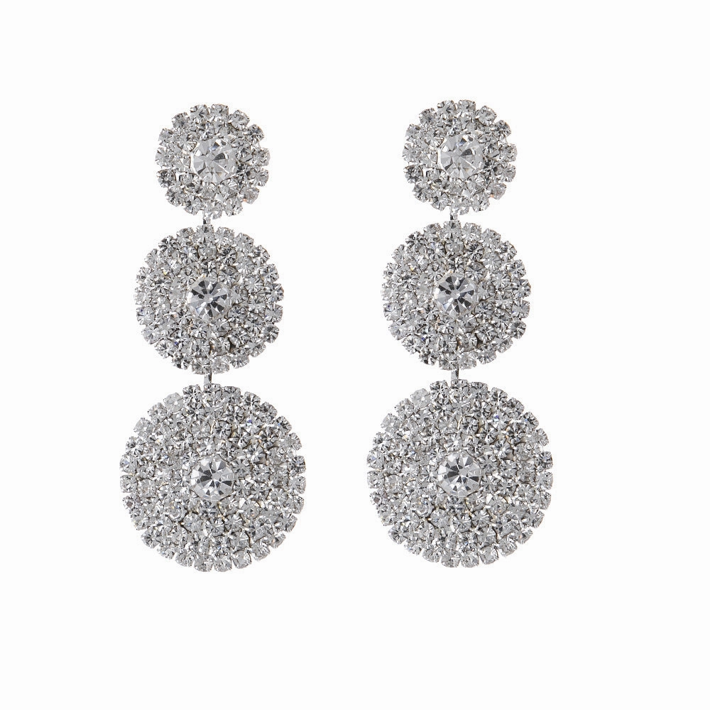 Wholesale Niche Design Snake-shaped Snake Head Full of Diamonds Multi-layer Round Dangling Earrings