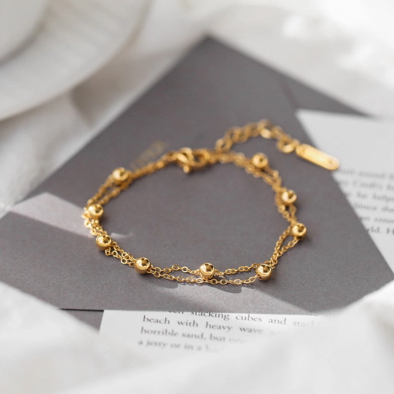 Wholesale Non-fading Double Layer Simple Bead Bracelet