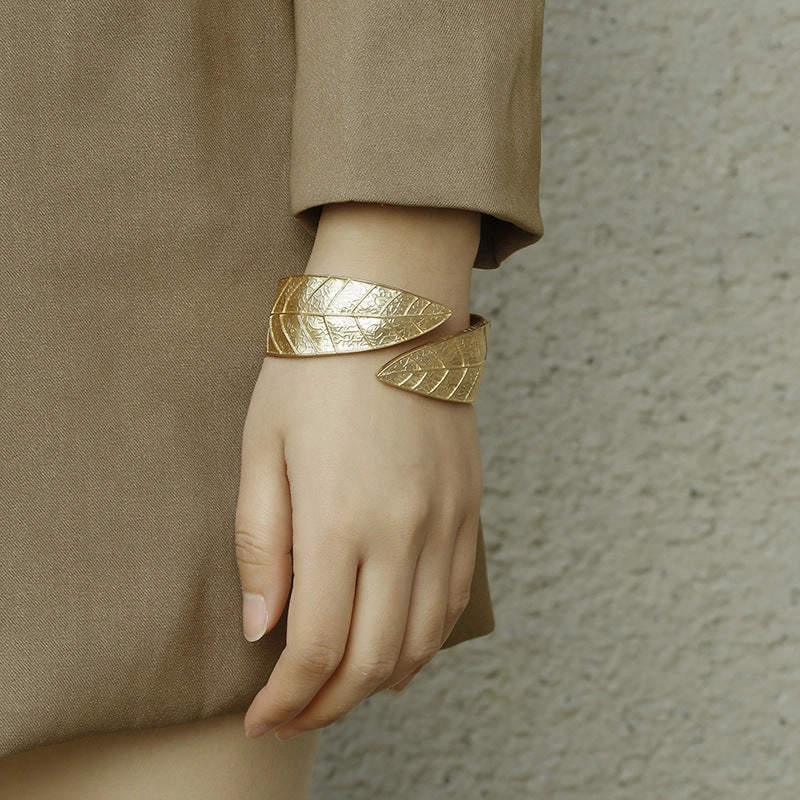 Wholesale Non-fading Leaf Silver Adjustable Alloy Bracelet