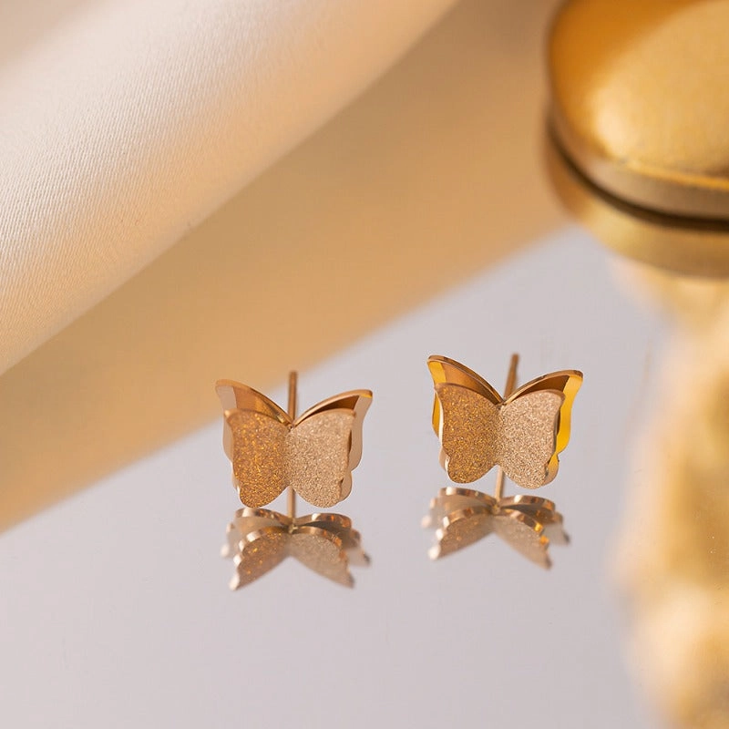 Wholesale Non Fading Titanium Steel Butterfly Combination Temperament Fashionable and Versatile Butterfly High-end Rings