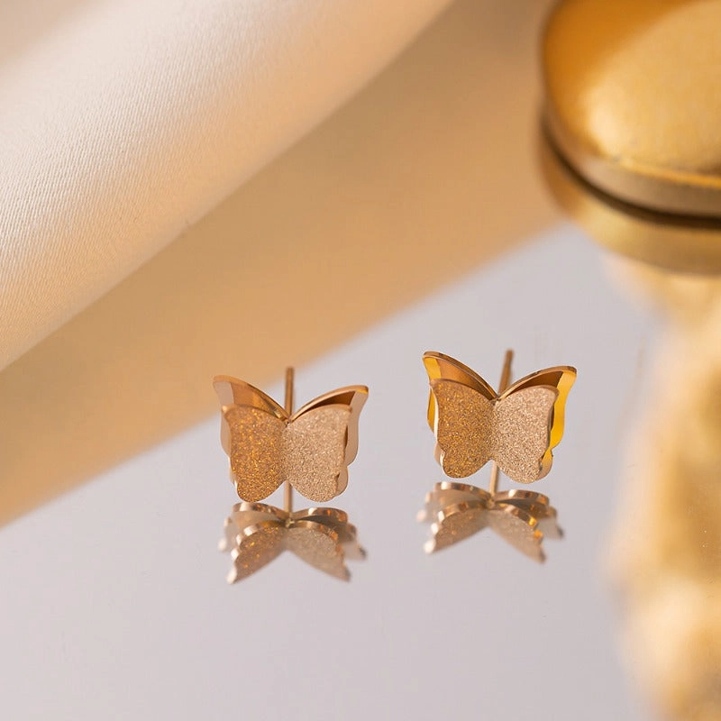 Wholesale Non Fading Titanium Steel Butterfly Combination Temperament Fashionable and Versatile Butterfly High-end Rings