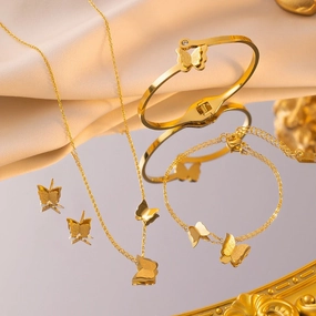 Wholesale Non Fading Titanium Steel Butterfly Combination Temperament Fashionable and Versatile Butterfly High-end Rings