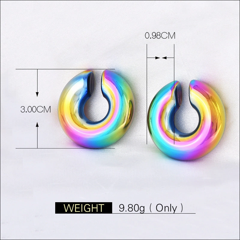 Wholesale Non-pierced Colorful Electroplated Ear Clip Titanium Steel 18k Gold Earrings