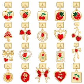 Wholesale Now Creative Gold-bottomed DIY Personalized Red Handmade Bracelet Charms
