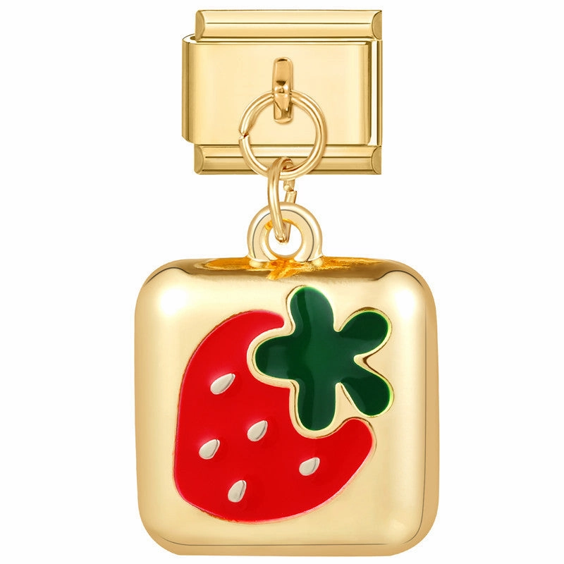 Wholesale Now Creative Gold-bottomed DIY Personalized Red Handmade Bracelet Charms