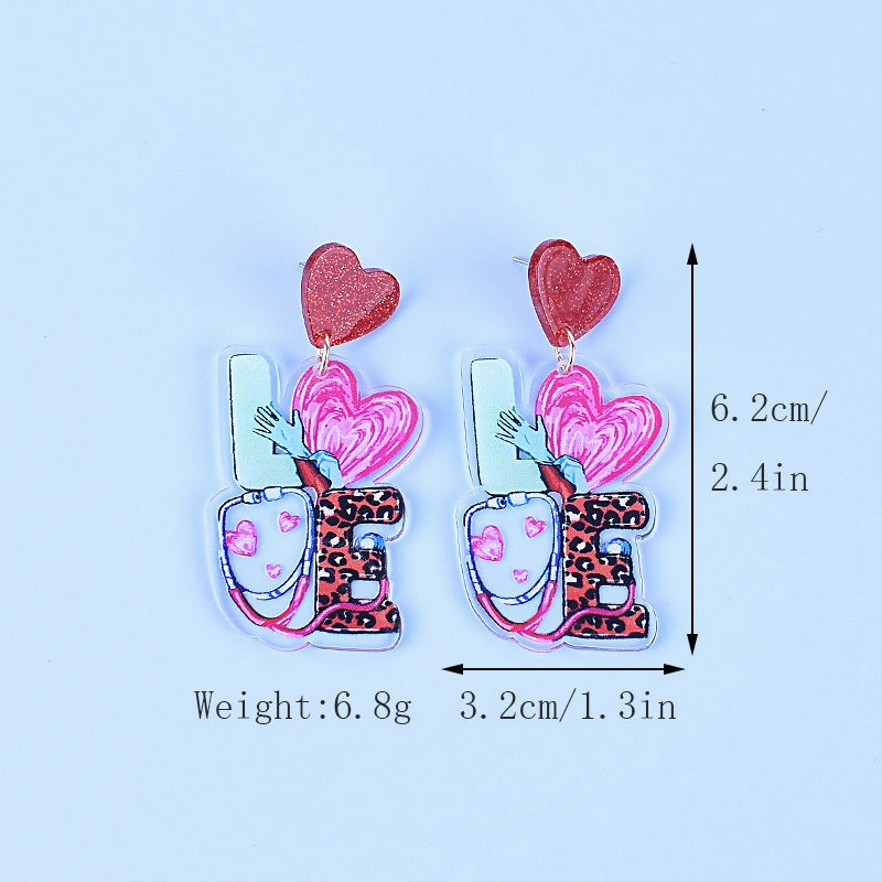 Wholesale Nurses' Day Pink Blue Nurse Uniform Nurse Cap Stethoscope Nurse Syringe Earrings