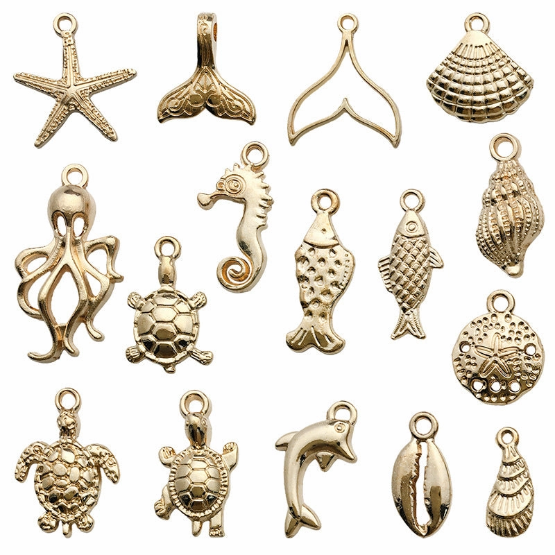 Wholesale Ocean Conch Sea Star Octopus Sea Turtle Shell Alloy DIY Necklace Pendant Accessories