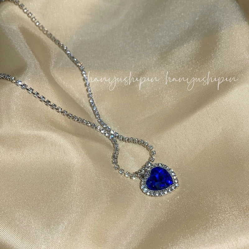 Wholesale Ocean Heart Diamond-inlaid Heart Necklace