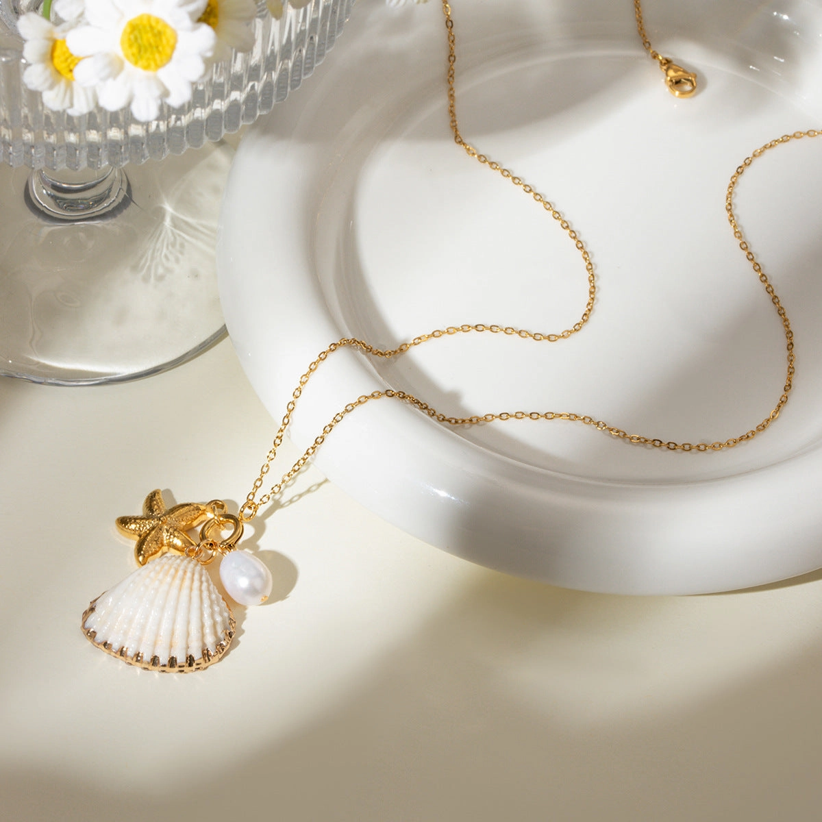 Wholesale Ocean Series Pearl Starfish Shell Necklace