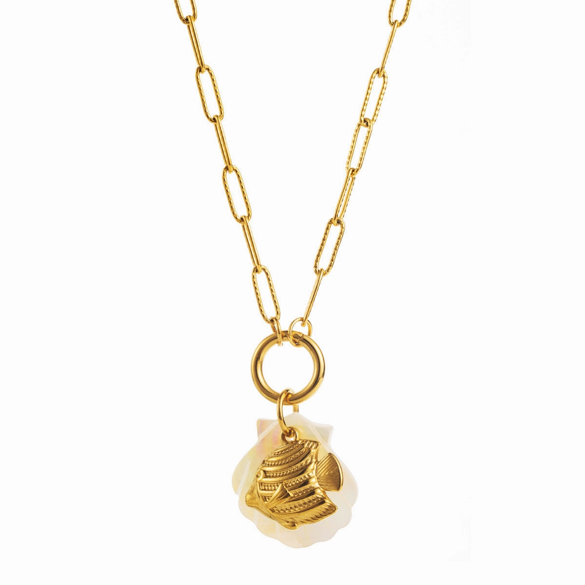 Wholesale Ocean Series Starfish Sea Turtle Dolphin Colorful Shell Stainless Steel Necklace