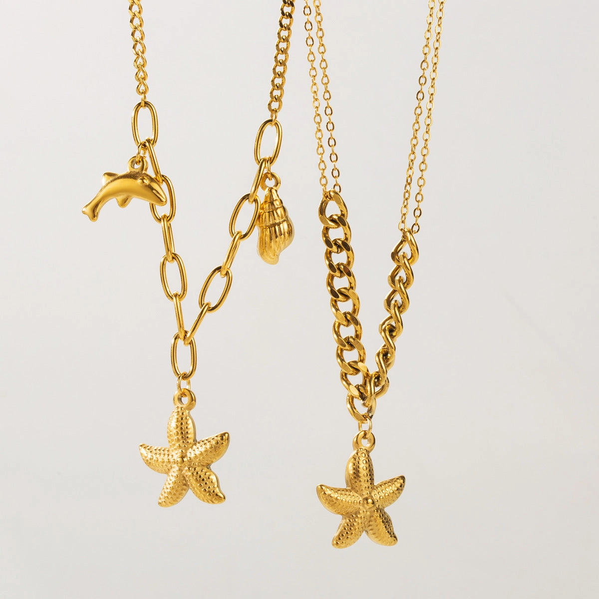 Wholesale Ocean Style Starfish Pendant Stainless Steel Necklace