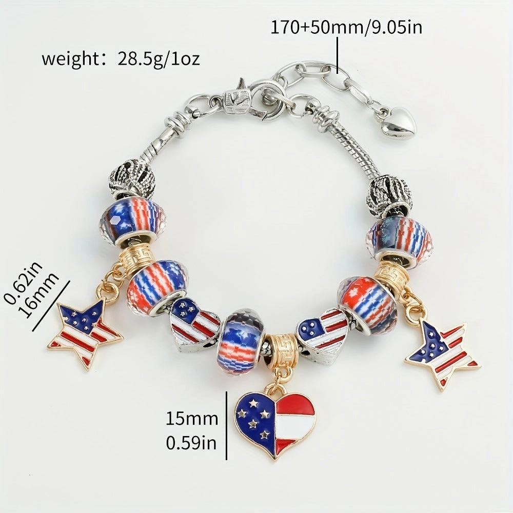 Wholesale of American Flag Beaded Alloy Bracelets