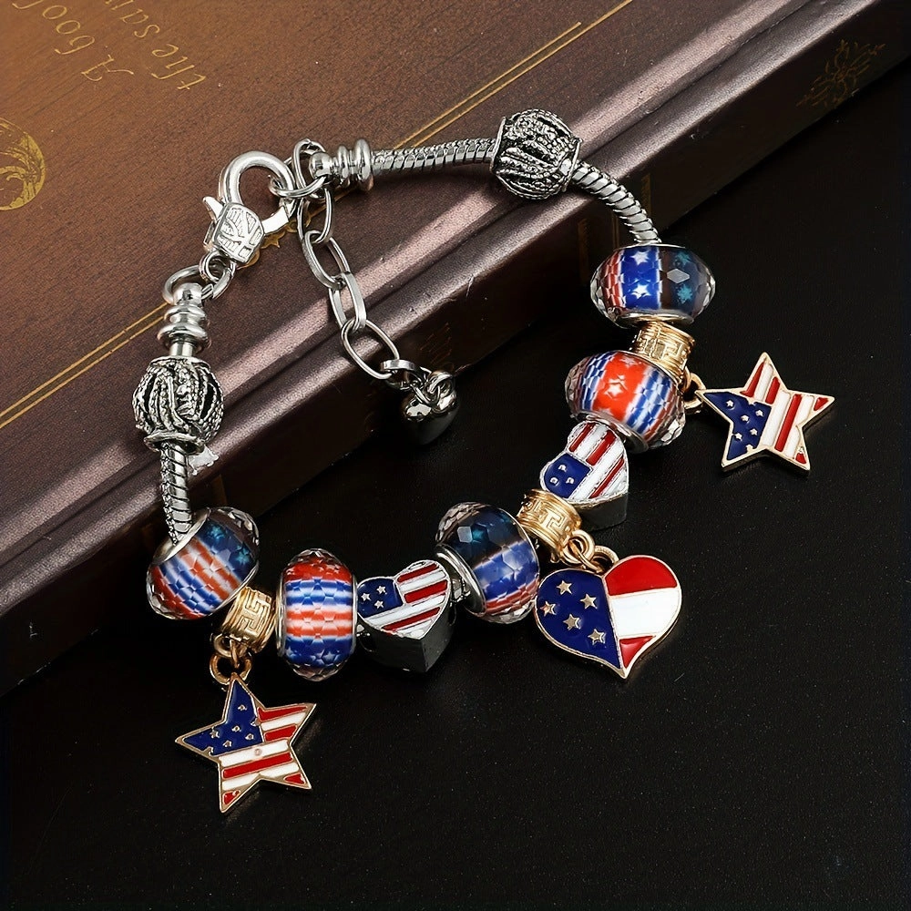 Wholesale of American Flag Beaded Alloy Bracelets