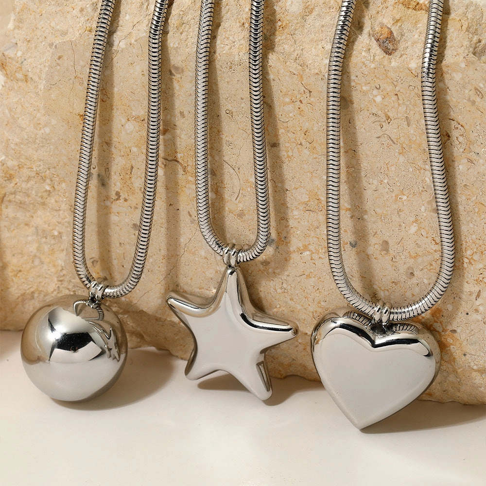 Wholesale of Large-sized Love Pentagonal Stainless Steel Necklaces