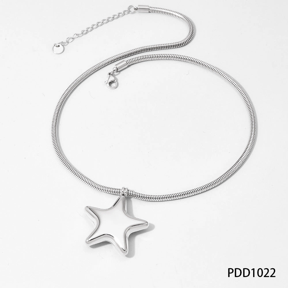 Wholesale of Large-sized Love Pentagonal Stainless Steel Necklaces