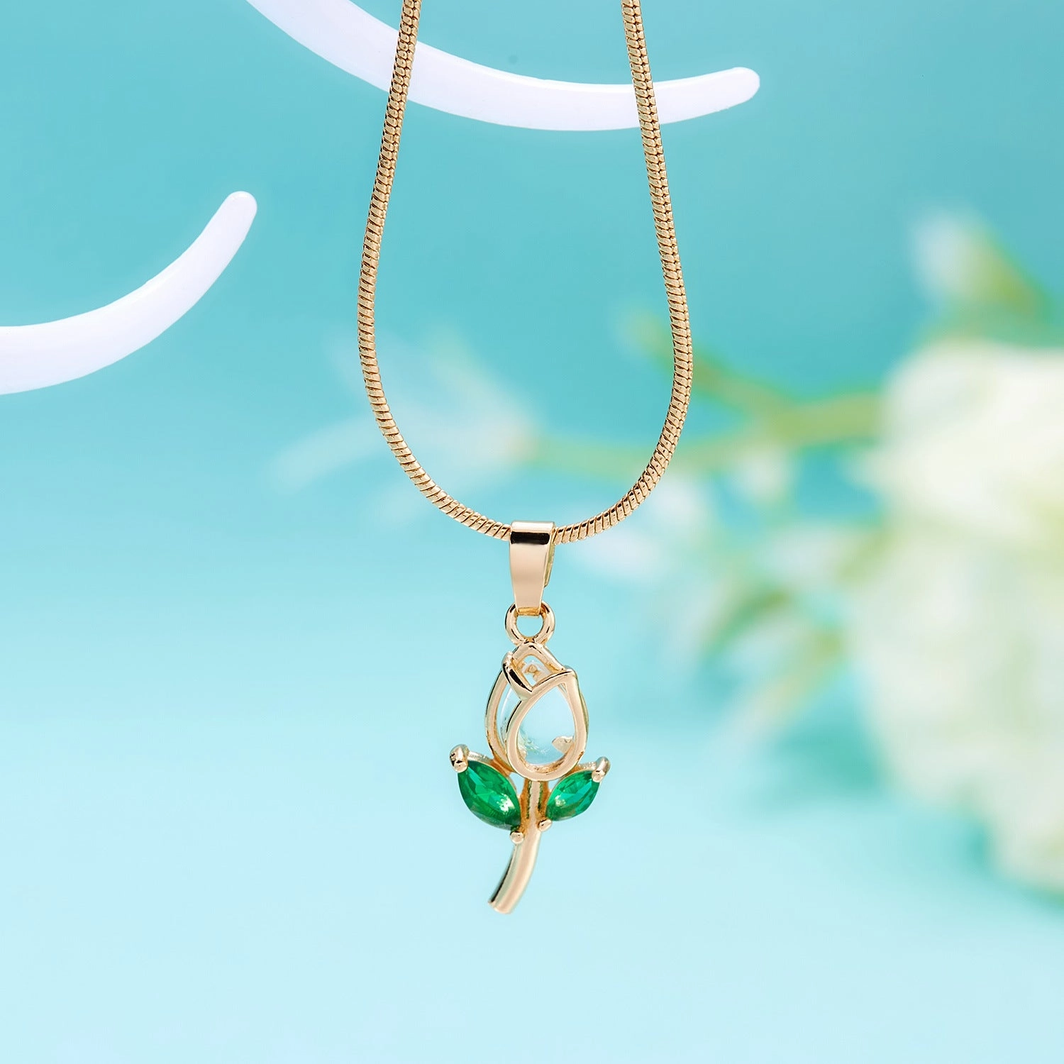 Wholesale of New Elegant Tulip Studded Collarbone Alloy Necklace