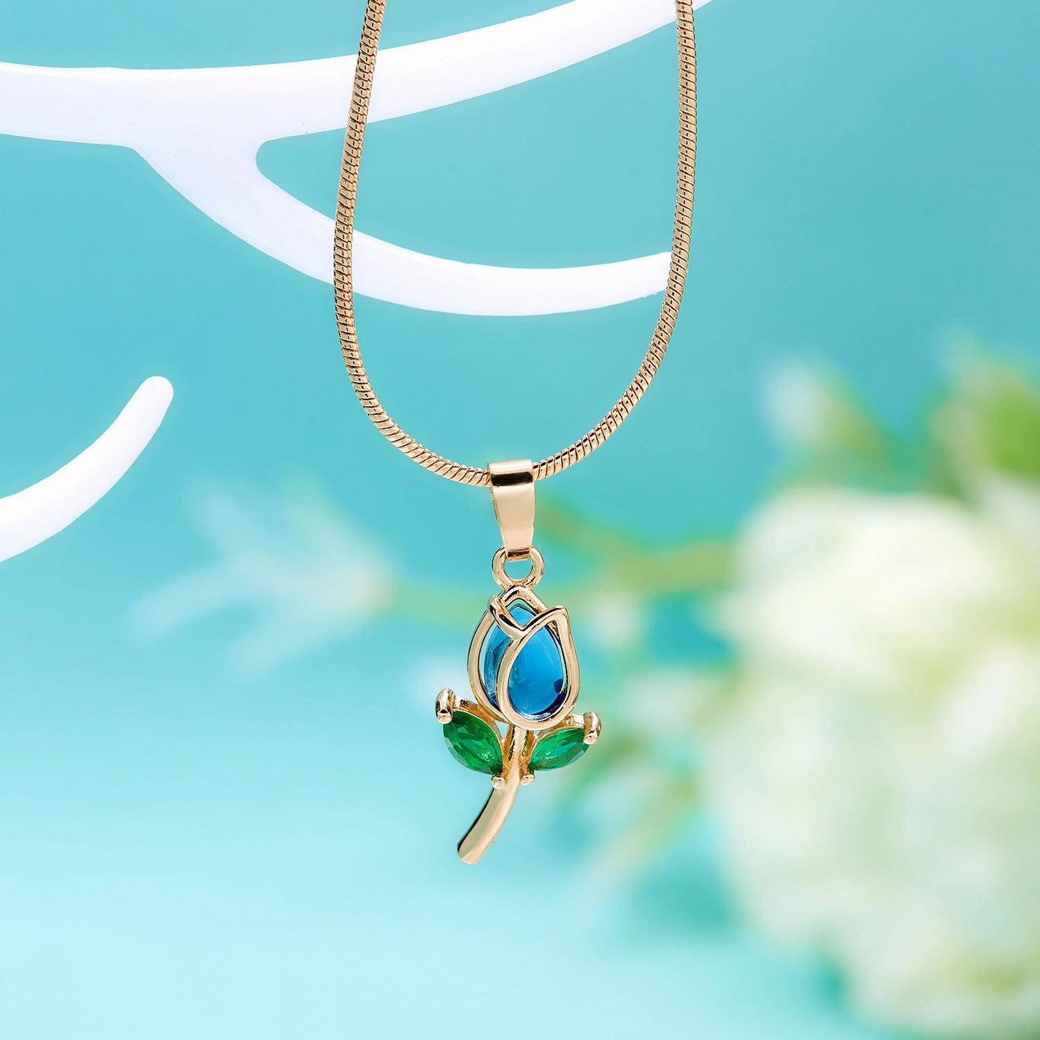 Wholesale of New Elegant Tulip Studded Collarbone Alloy Necklace