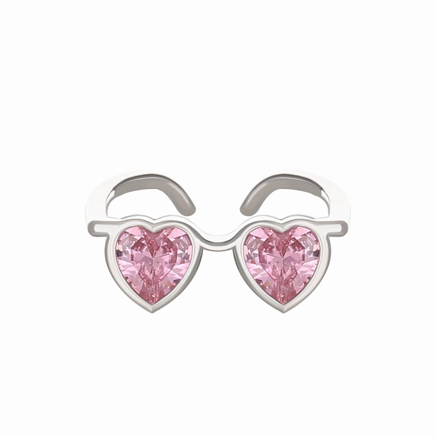 Wholesale of New Heart-shaped Zircon Glasses Alloy Rings
