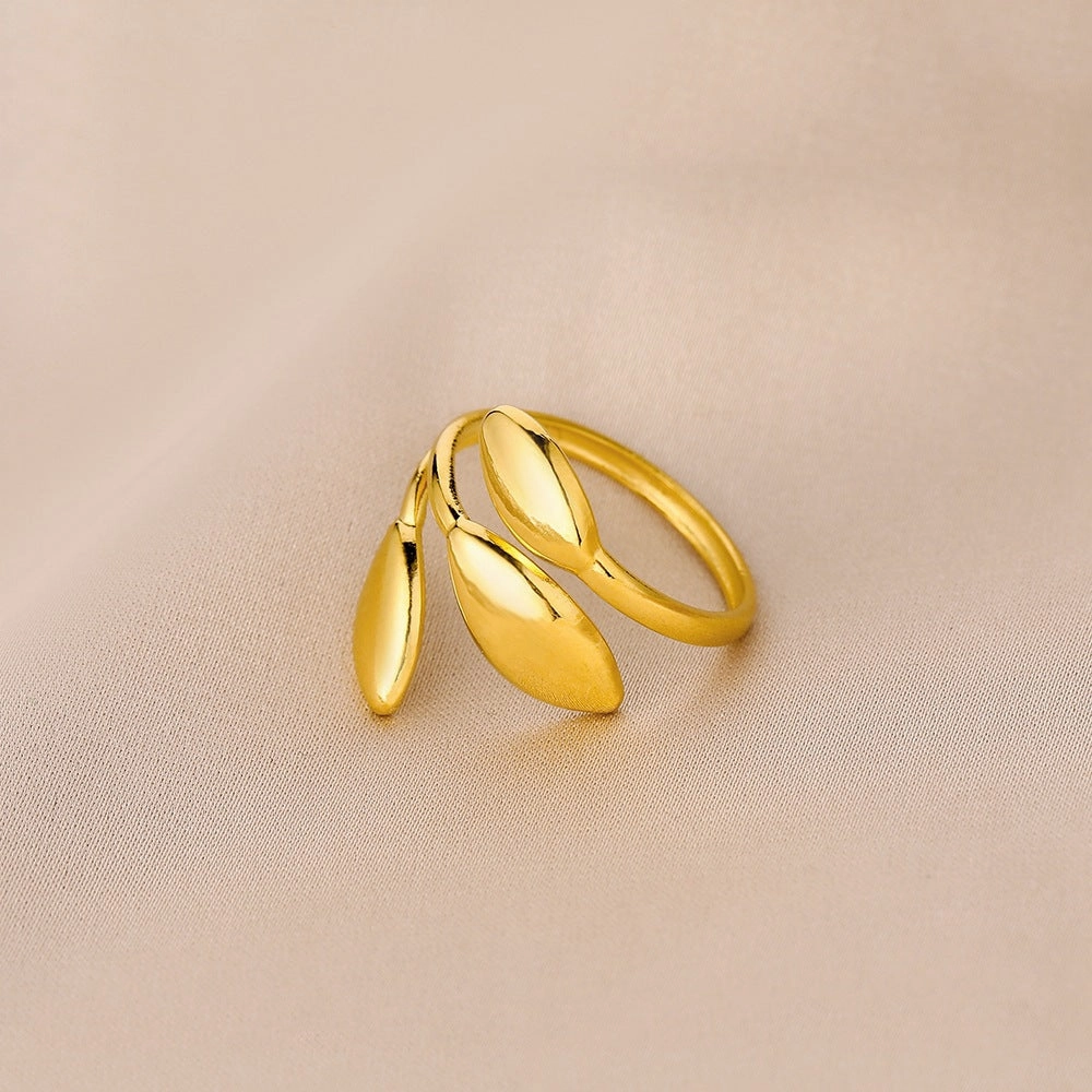 Wholesale of New Minimalist Stainless Steel Leaf Opening Titanium Steel Rings