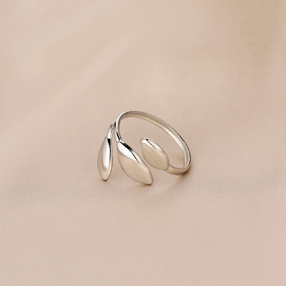 Wholesale of New Minimalist Stainless Steel Leaf Opening Titanium Steel Rings