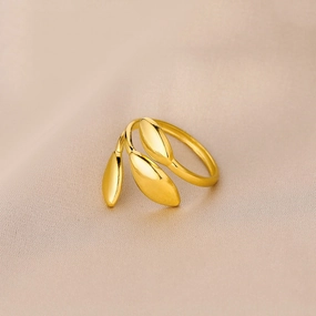 Wholesale of New Minimalist Stainless Steel Leaf Opening Titanium Steel Rings