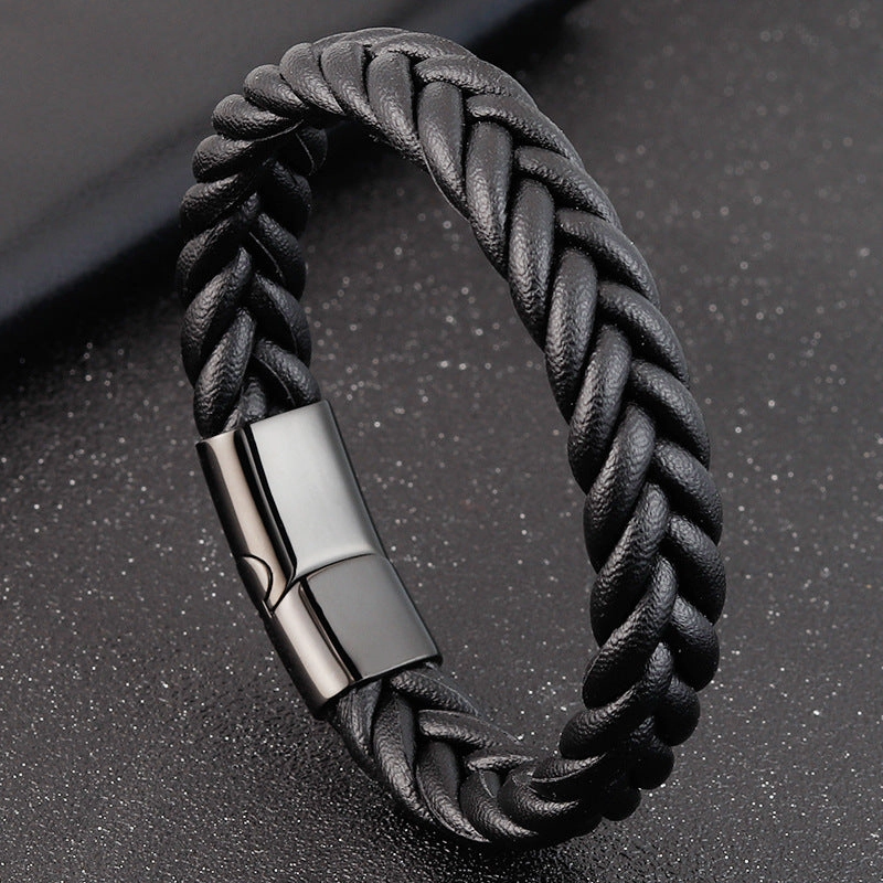 Wholesale of New Multi-layer Woven Punk Alloy Leather Bracelet