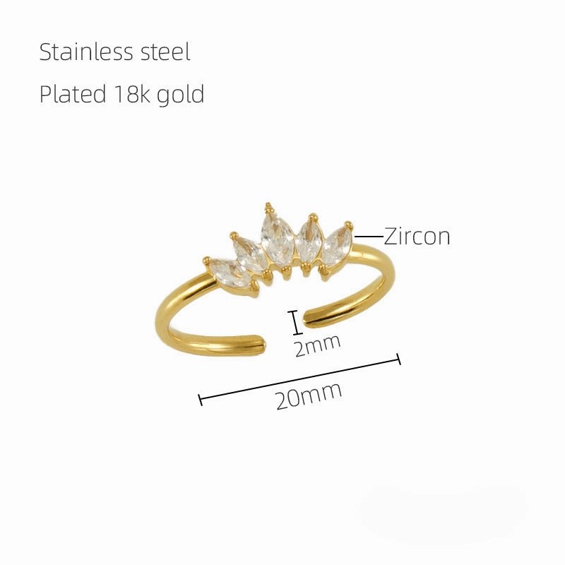 Wholesale of New Stainless Steel Inlaid Zircon Open Ring