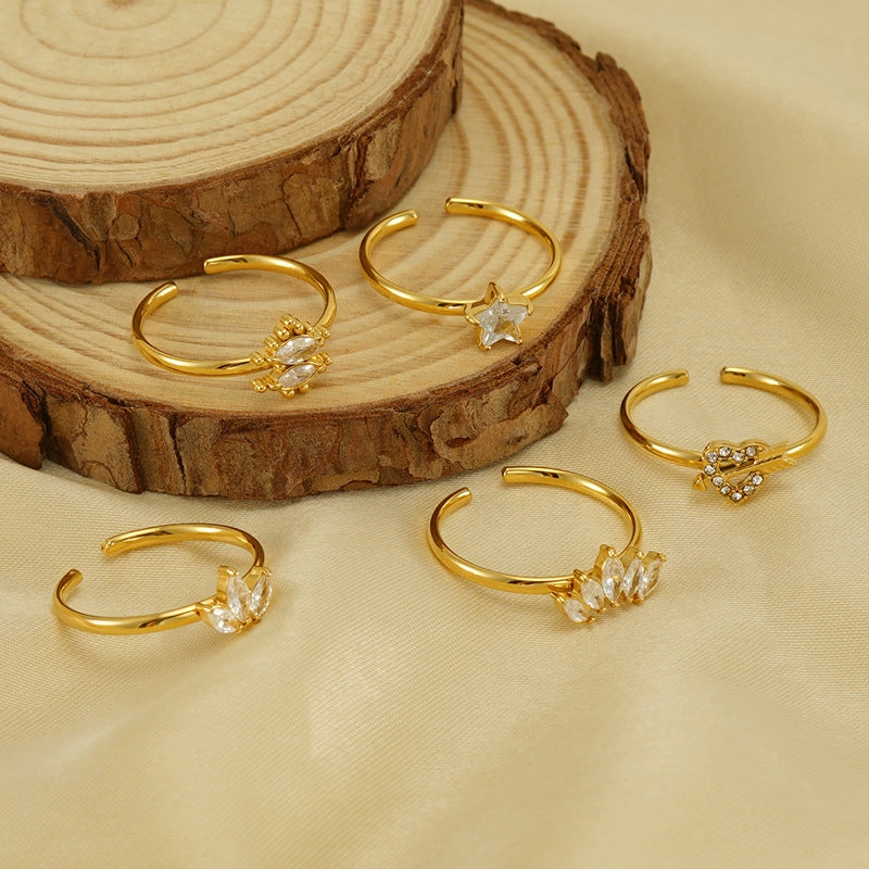 Wholesale of New Stainless Steel Inlaid Zircon Open Ring