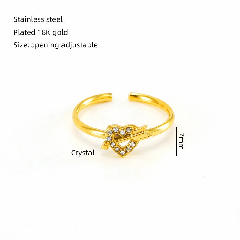 Wholesale of New Stainless Steel Inlaid Zircon Open Ring