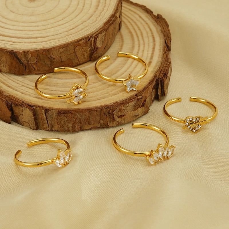 Wholesale of New Stainless Steel Inlaid Zircon Open Ring