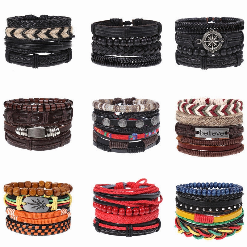 Wholesale of New Vintage Woven Diy Leather Bracelet